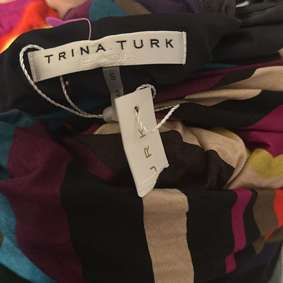NWT TRINA TURK MULTICOLOR STRIPE OPEN BACK MINI DRESS size smalll reg $255 - Picture 5 of 5